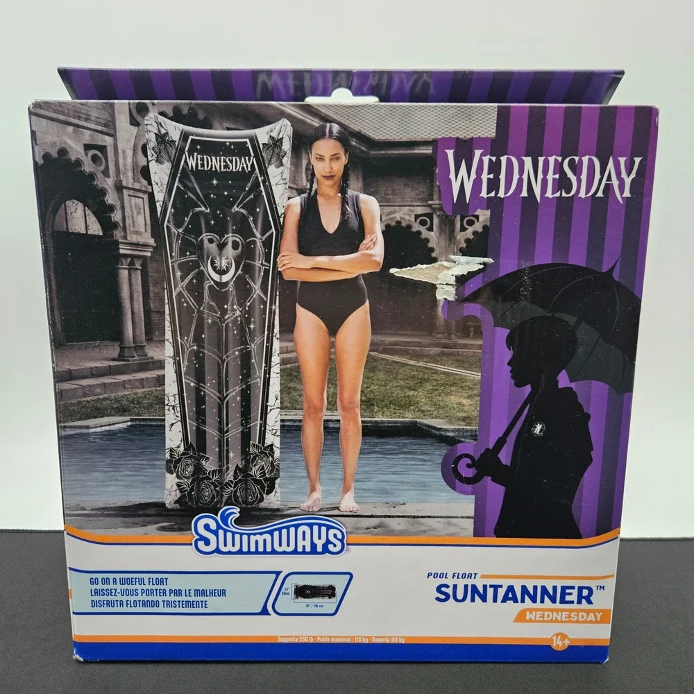 Swimways Wednesday Suntanner Pool Float Coffin Shape Over 5.8 Feet‎ Long New